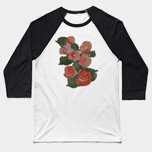 Watercolor Rose Pattern Baseball T-Shirt